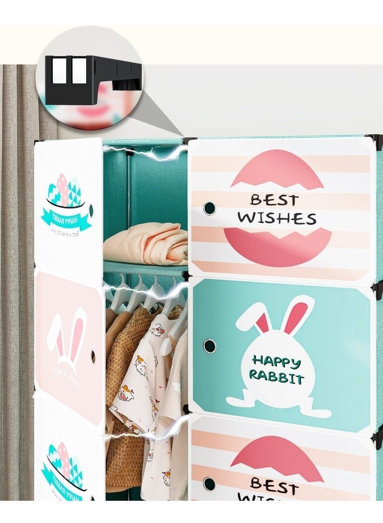 WALALLA 10-Cube Portable Kids Closet Children's Foldable Portable Wardrobe Collapsible Plastic Baby Clothes Large Storage Cabinet Bedroom Nursery Armoire Quick Install(Magnetic Door) - Image 5