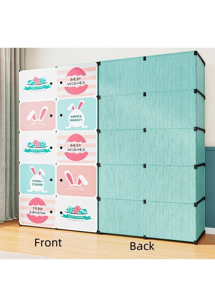 WALALLA 10-Cube Portable Kids Closet Children's Foldable Portable Wardrobe Collapsible Plastic Baby Clothes Large Storage Cabinet Bedroom Nursery Armoire Quick Install(Magnetic Door) - Image 2