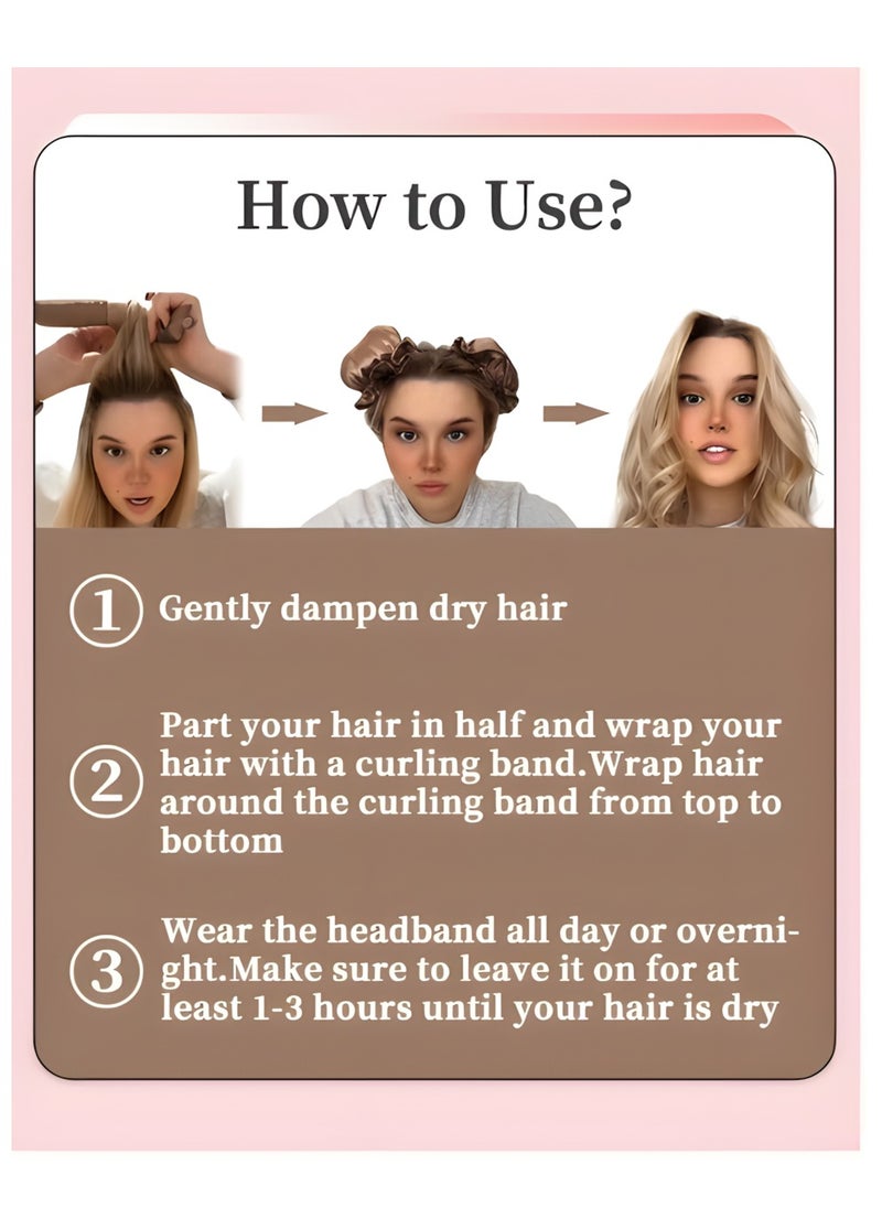Vergali - 4 Pcs New Satin Heatless Hair Curler, Hair Rollers for Heatless Curls with Hair Caps, Soft Curling Rod Headband for Long Hair, Curling Set for Sleep in Overnight (Brown) - Image 1