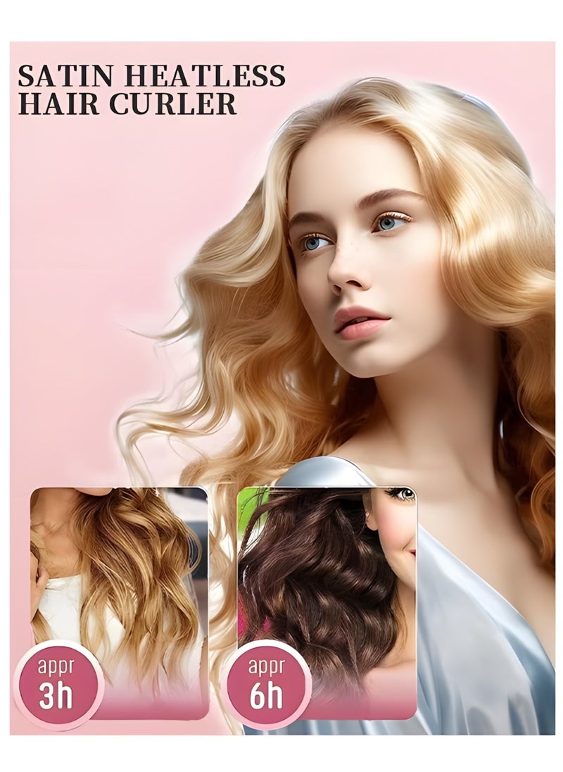 Vergali - 4 Pcs New Satin Heatless Hair Curler, Hair Rollers for Heatless Curls with Hair Caps, Soft Curling Rod Headband for Long Hair, Curling Set for Sleep in Overnight (Brown) - Image 1