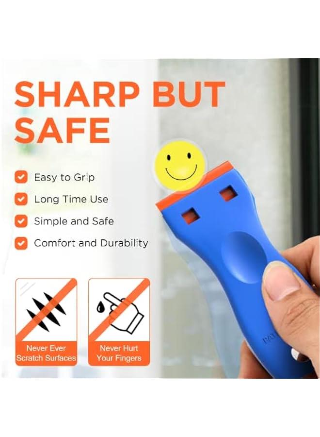 اداة مكشطة شفرات حلاقة بلاستيكية - عبوة من قطعتين لازالة طلاء الجدران مع 100 قطعة من الشفرات البلاستيكية، لا تخدش نافذة السيارة والزجاج والخشب والموقد والارضيات والموقد والمطبخ، شريط لاصق من الفينيل - Image 2