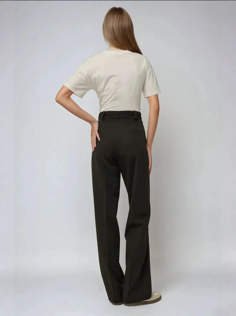 HICCUP Black High Waist Straight Leg Pants for Women | Best Price UAE