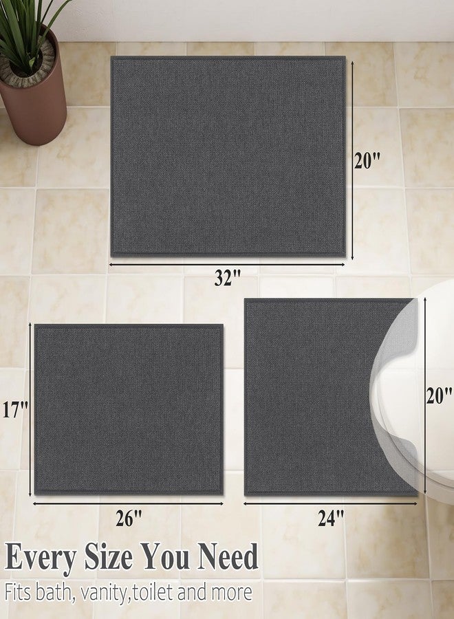 Ileading Bathroom Rugs Sets 3 Piece Non Slip Washable, Absorbent Quick Dry Thin Bath Runner Rug, U Shaped Toilet Mat for Shower Tub Sink Kitchen Laundry (Dark Gray) - Image 2