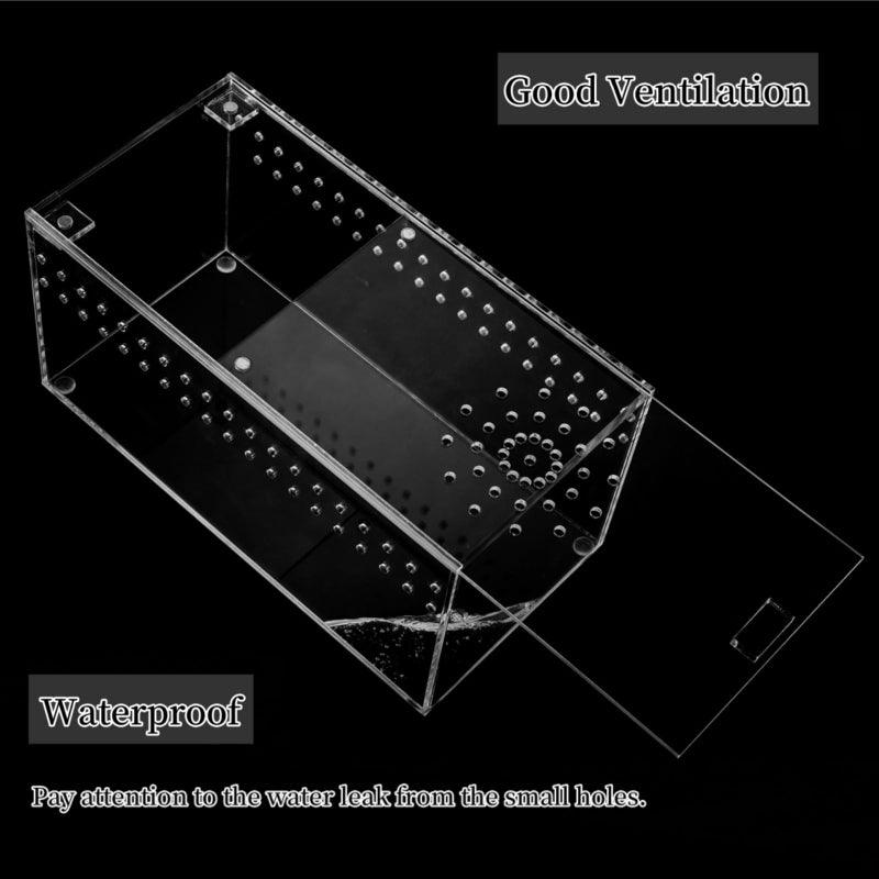 Tlence Acrylic Tarantula Enclosure Terrarium, 8" x 4" x 4" Small Magnetic Reptile Tank, Micro Spider Breeding Habitat Cage, Clear Ventilated Lizard Display Box for Hermit Crab Invertebrates Scorpion - Image 3
