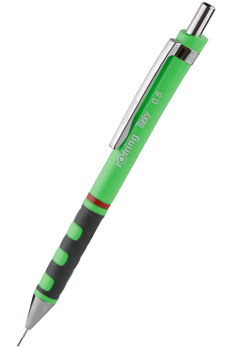 Rotring Rotring Green Mechanical Tikky Pencil 0.5mm With Metal Cap, Nozzle & Clip And An Induilt Eraser For Writing & Drawing With 2B 12 Lead & Eraser -2025544  - Image 1