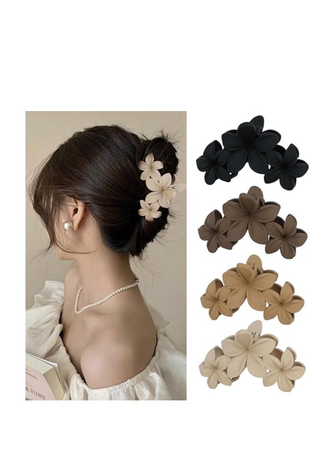 4PCS هاواي Plumeria زهرة الشعر مقاطع - كبيرة غير انزلاق ماتي مخلب مقاطع للمرأة، قوية عقد الشاطئ الشعر الملحقات - Image 1