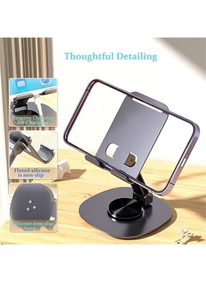 Adjustable 360° Aluminum Desktop Stand for SmartPhones – Grey - Image 2