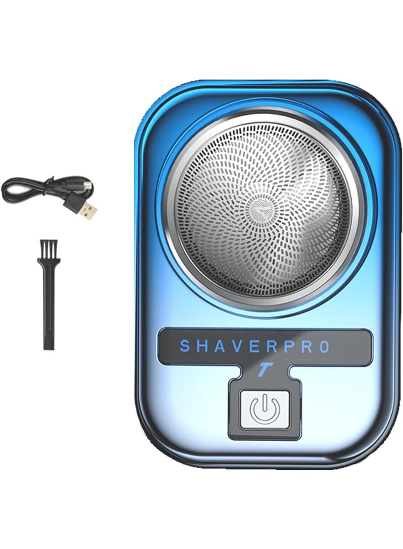 SOLARAE USB Mini Shaver,Electric Razor for Men with LCD Display,Portable Pocket Size Beard Trimmer,Easy One-Button Use,Wet and Dry Beard Grooming Kit Suitable for Home and Travel,Gift for Men (Gradient Blue) - Image 1