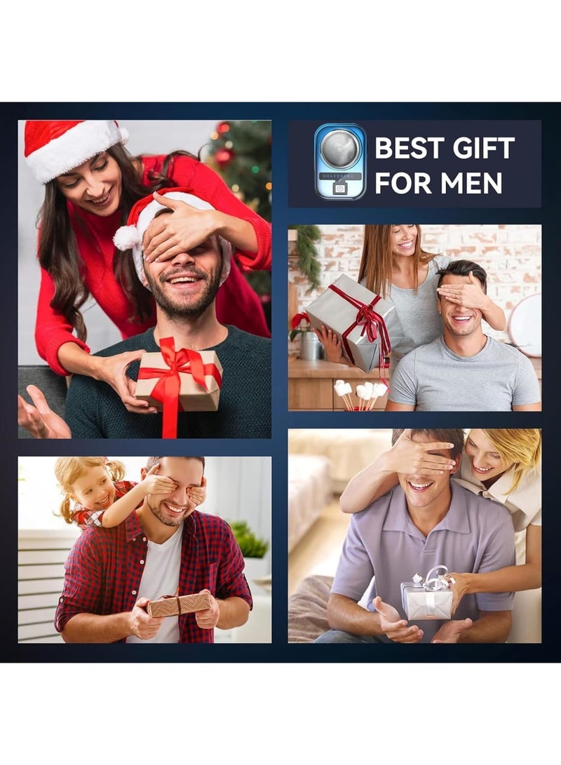 SOLARAE USB Mini Shaver,Electric Razor for Men with LCD Display,Portable Pocket Size Beard Trimmer,Easy One-Button Use,Wet and Dry Beard Grooming Kit Suitable for Home and Travel,Gift for Men (Gradient Blue) - Image 5