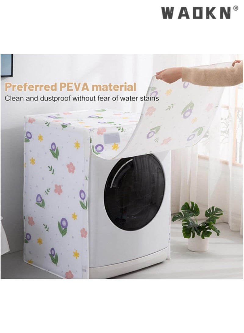 WAOKN Washing Machine Cover,Silver Coating Oxford Cloth Washer Dryer Cover for Front Loading Machine,Waterproof Dust-proof Sun-resistant Dust Cover for Full-automatic Roller Washing Machine - Image 4