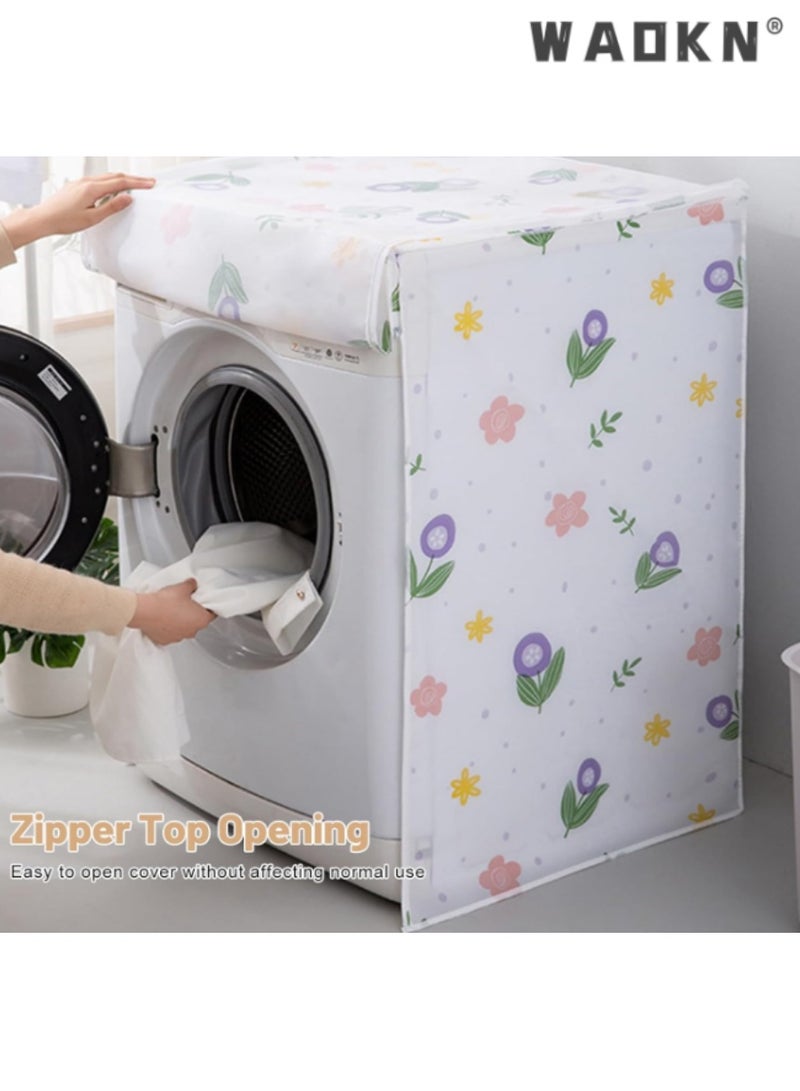 WAOKN Washing Machine Cover,Silver Coating Oxford Cloth Washer Dryer Cover for Front Loading Machine,Waterproof Dust-proof Sun-resistant Dust Cover for Full-automatic Roller Washing Machine - Image 5