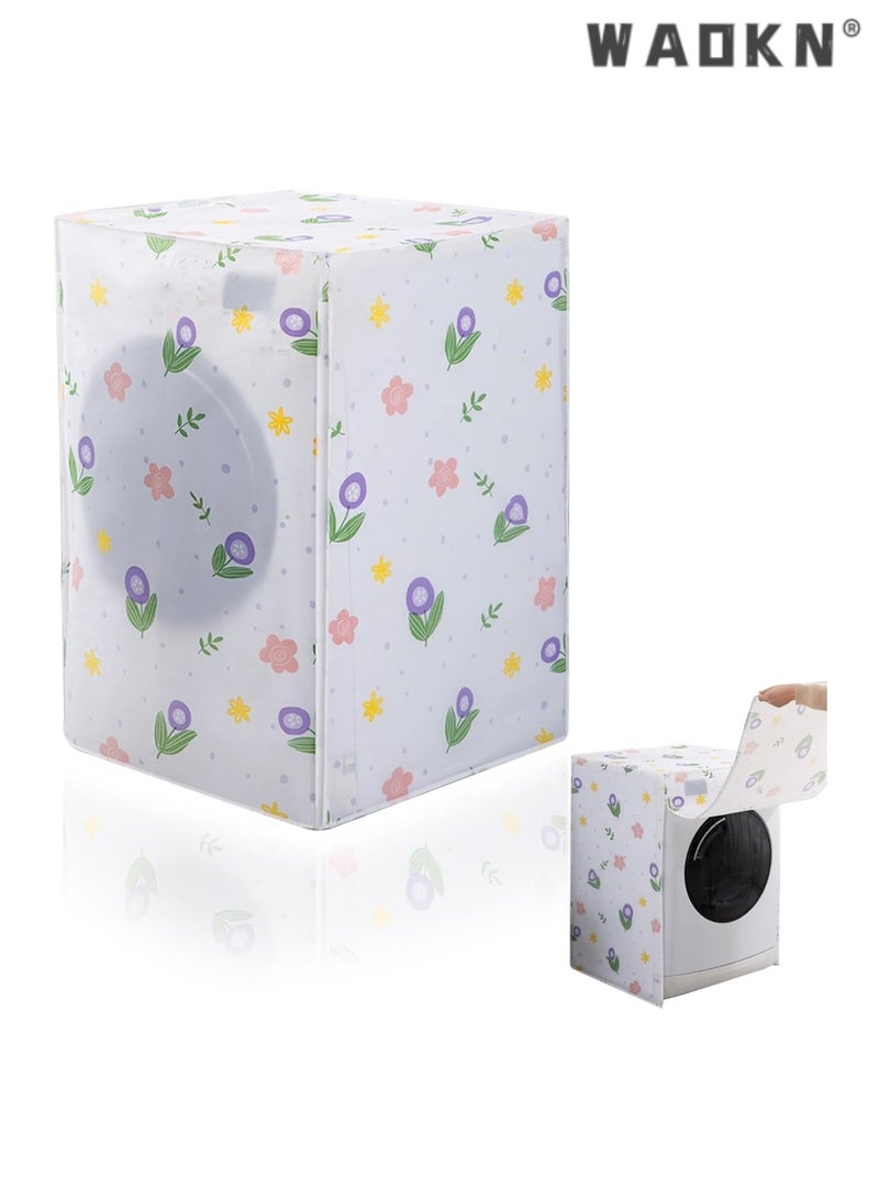 WAOKN Washing Machine Cover,Silver Coating Oxford Cloth Washer Dryer Cover for Front Loading Machine,Waterproof Dust-proof Sun-resistant Dust Cover for Full-automatic Roller Washing Machine - Image 3