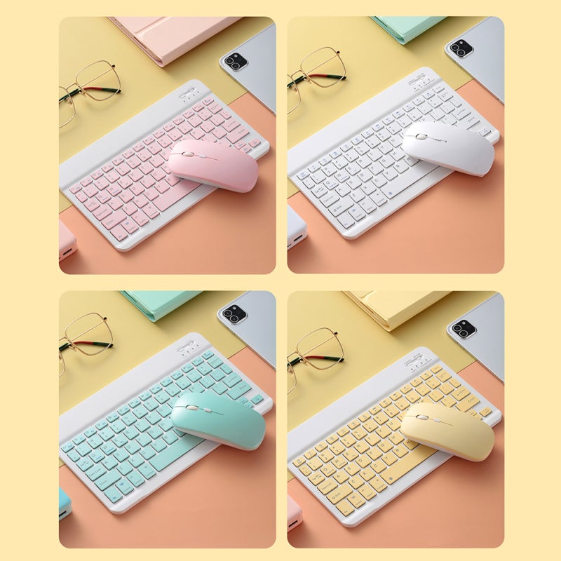 Green BT Keyboard Combo - Ultra-Thin Portable Design Rechargeable Battery Chocolate Keycaps With Multimedia Shortcut Keys for Phones Tablets Laptops of Windows Mac Android IOS - Image 2