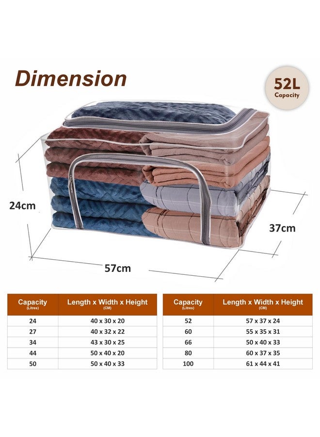 JD FRESH JD FRESH 4 Piece 52L Transparent Storage Organizer for Clothes/Easy Accessible Zip Covers for Wardrobe Cloth/Organizer Bag for Sarees/Bedsheets/Blankets/Shirts/Jeans/Toys/T-shirts/Books - Image 2