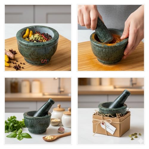 Salvus APP SOLUTIONS Granite Stone Mortar and Pestle Set/Ural/Okhli Masher for Kitchen (4x2.5 INCH) - Image 4