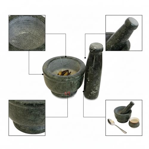 Salvus APP SOLUTIONS Granite Stone Mortar and Pestle Set/Ural/Okhli Masher for Kitchen (4x2.5 INCH) - Image 5