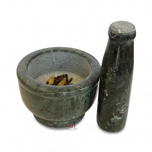 Salvus APP SOLUTIONS Granite Stone Mortar and Pestle Set/Ural/Okhli Masher for Kitchen (4x2.5 INCH) - Image 1