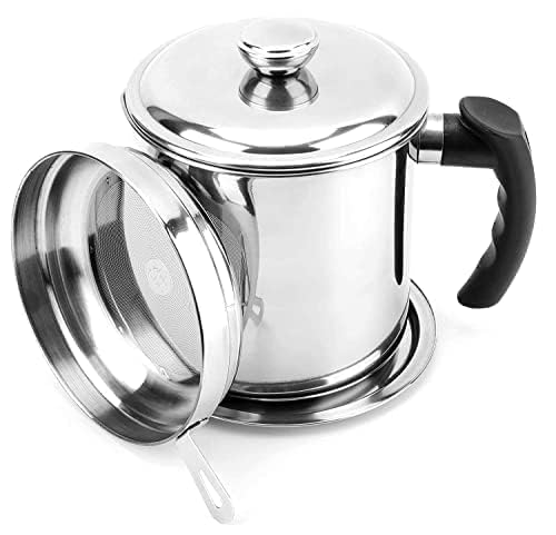ANUKMPA Oil Strainer Pot Grease Can Stainless Steel Cooking Grease ContainerReuse Oil Storage Best Oil Shaver Can Container with Removable Filter AntiScalding Handheld Lid for Cooking - Image 3