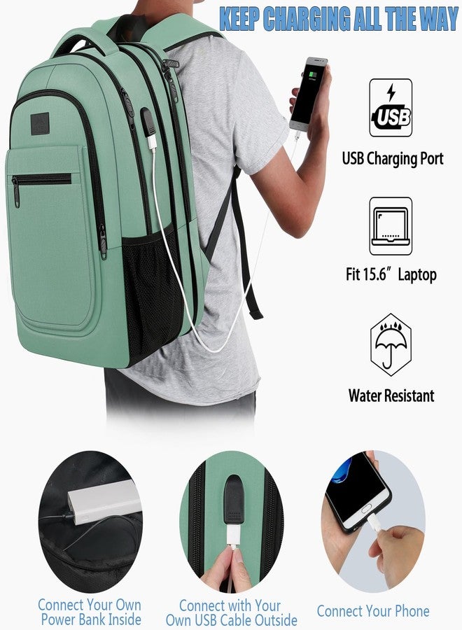 MATEIN Laptop Backpack for Women, Expandable 15.6 inch with USB Charging Port, Anti Theft Travel School Backpack, Water Resistant College Bookbag for Computer Bag Gifts for Men Women, Cyan - Image 3
