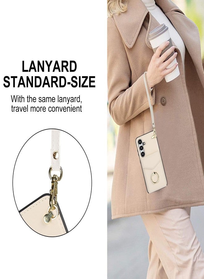 أسو ويش جراب هاتف Asuwish لهاتف سامسونج جالاكسي S24 5G، غطاء محفظة مع واقي شاشة من الزجاج المقوى وحلقة حجب RFID، حامل بطاقات ائتمان، إكسسوارات جلدية للهواتف المحمولة، S 24 24S G5، للنساء والرجال، لون أبيض كريمي - Image 5