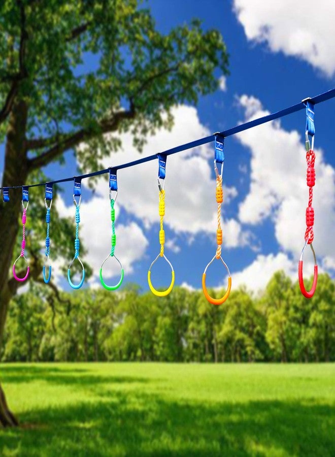 Rainbow Craft 7-Pack Colorful Ninja Rings - Gymnastic, Swing Bar, Monkey Rings for Backyard Ninja Warrior Obstacle Slackline Kits - Image 3