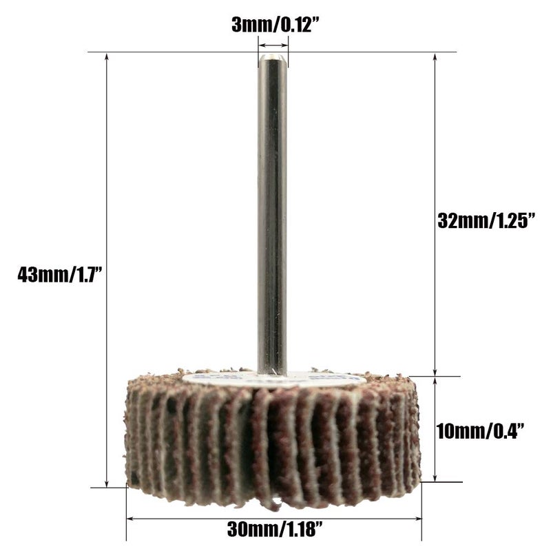 HNNUY Bardland 10 Pieces Flap Wheel 1.18-Inchx 0.4-Inchx 0.12-Inch HP,120 Grit for Dremel Rotary Tools (120# 30X10X3) - Image 2