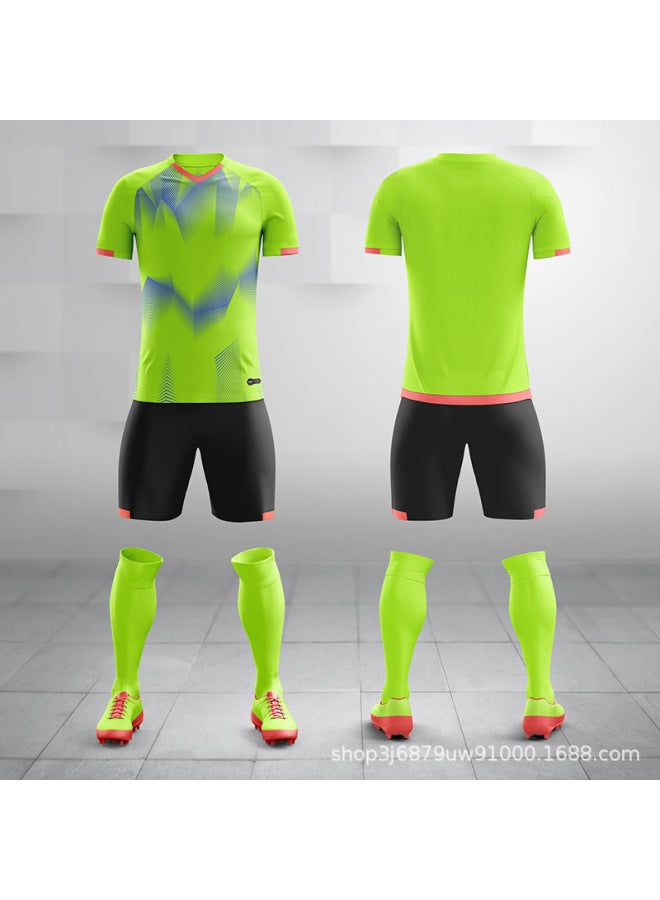 M8602 Fluorescent Green Light Plate Short Sleeve Football Jersey - Image 1