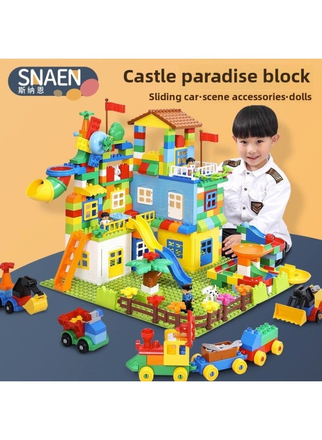 Variety Of Large Particles Building Blocks Assembled Children's Toys Slide Puzzle Boys And Girls Castle Slide Gift Puzzle Wholesale-Color:1036B [Barrel] 242 Large Particle Building Blocks +1 Bottom Plate  - Image 2