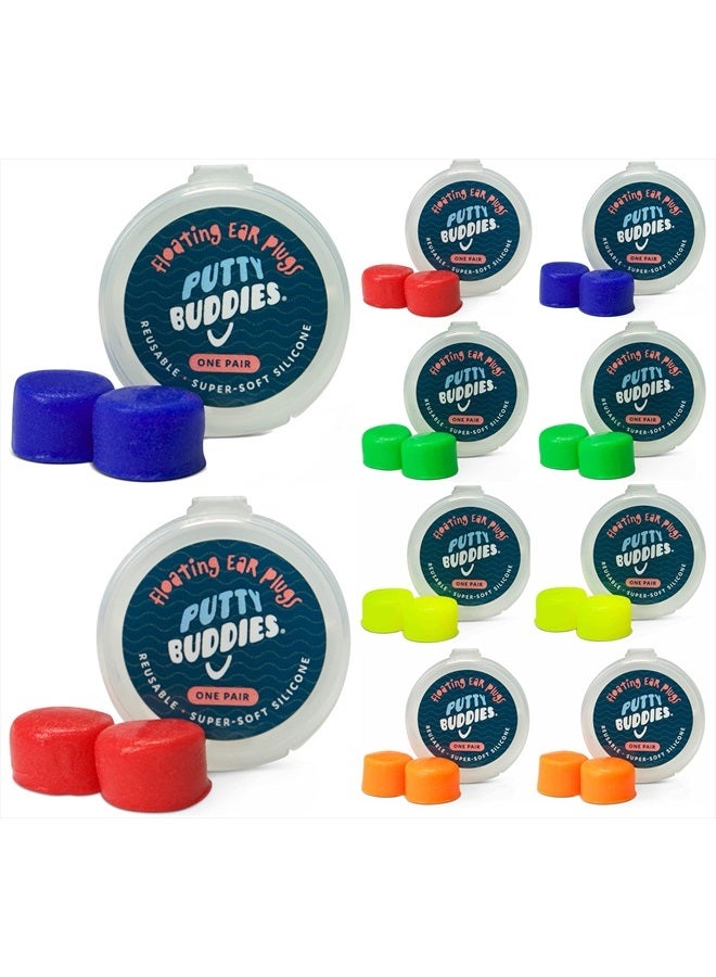 Putty Buddies Buddies Floating Earplugs 10-Pair Pack - Soft Silicone Ear Plugs For Swimming & Bathing - Invented By Physician - Keep Water Out - Premium Swimming Earplugs - Doctor Recommended (Assorted) - Image 1