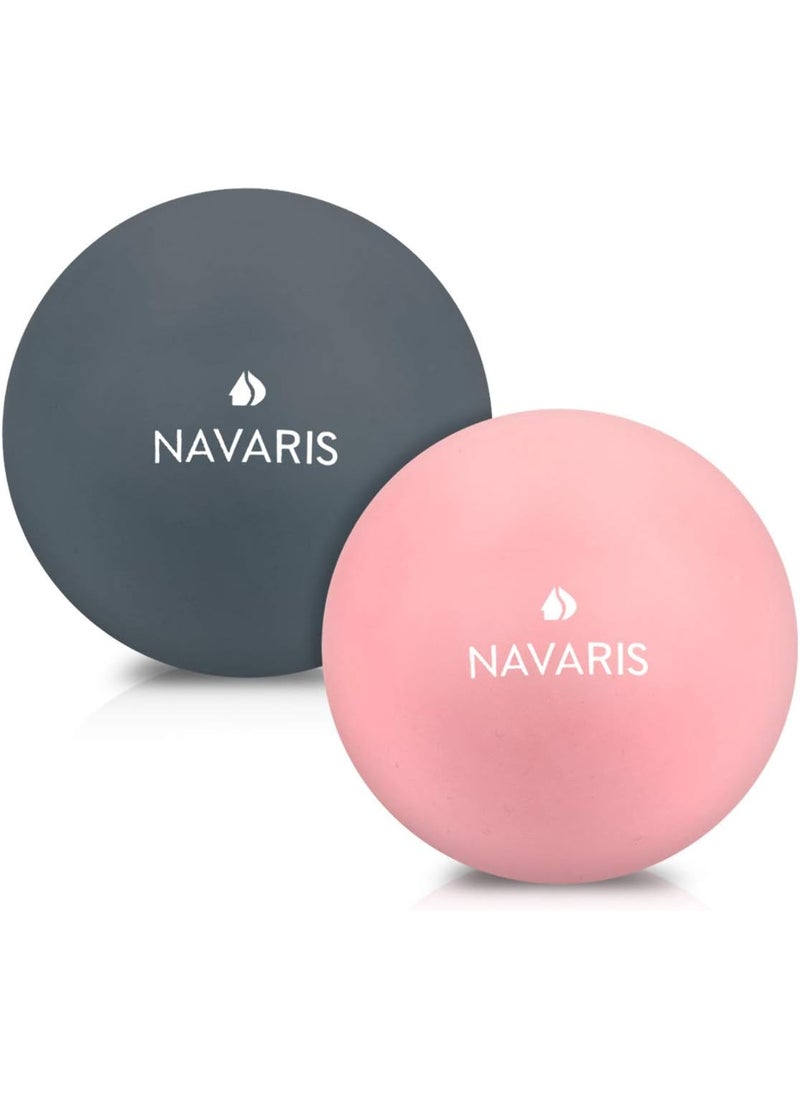 Navaris Navaris Lacrosse Massage Balls Set of 2  2 12 Diameter Ball Set for Back Feet Muscles  Includes Firmer Ball and Softer Ball  Dark Blue Pink  - Image 4