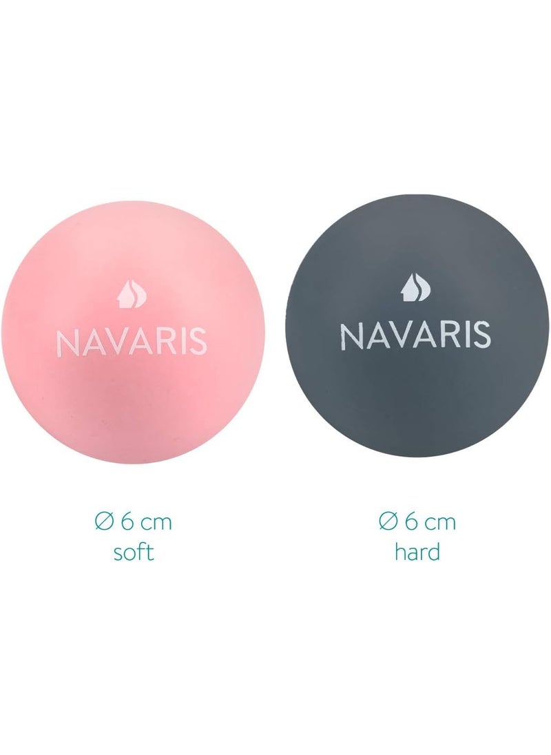 Navaris Navaris Lacrosse Massage Balls Set of 2  2 12 Diameter Ball Set for Back Feet Muscles  Includes Firmer Ball and Softer Ball  Dark Blue Pink  - Image 3