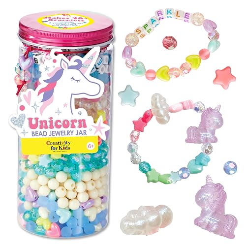 Creativity for Kids Unicorn Bead Jewelry Jar Create 40 DIY Friendship and Unicorn Bracelets for Girls Gifts for Mom Spring Crafts Arts and Crafts for Kids Unicorn Gifts for Girls Ages 6 - Image 1