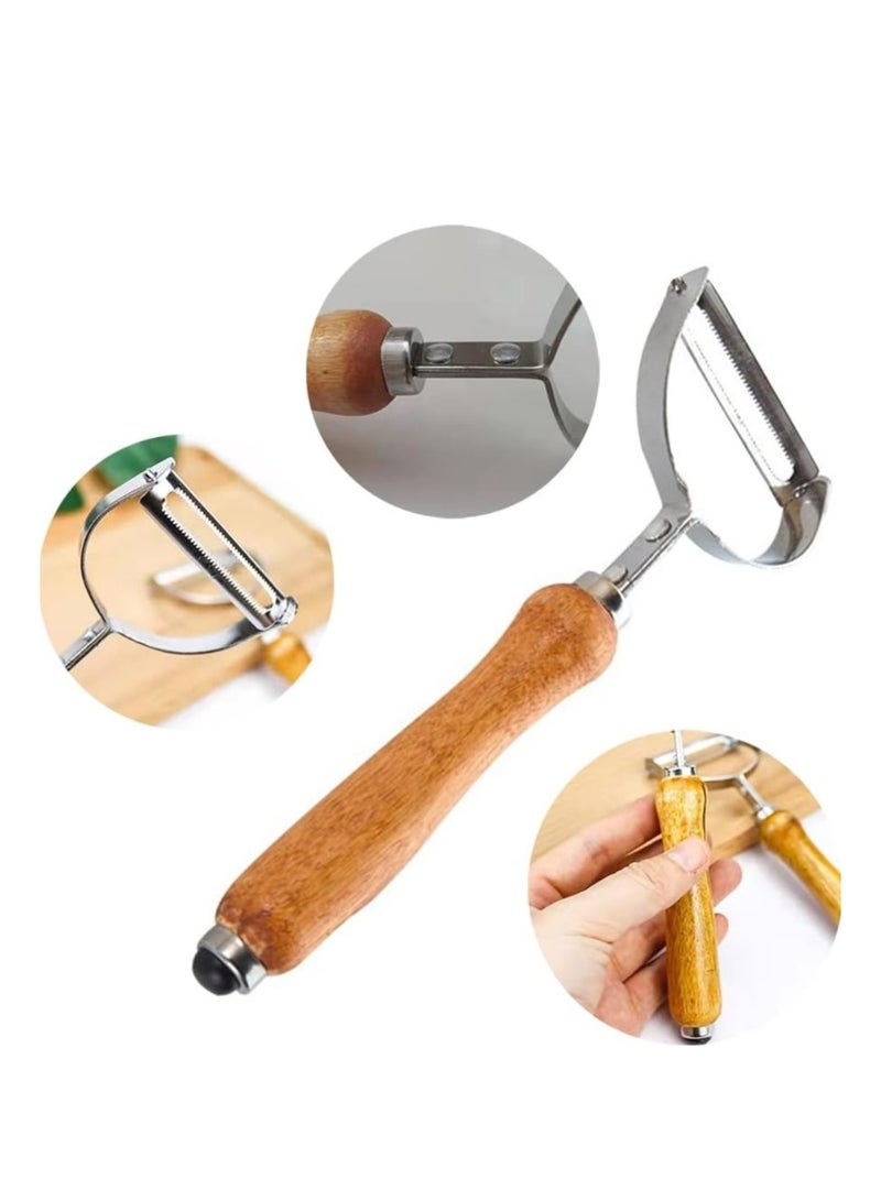 مقشرة بطاطس استانلس بيد خشب -سهلة الاستخدام والتنظيف - Image 4