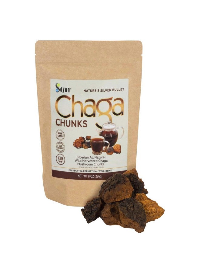 Sayan Siberian Pure Raw Chaga Mushroom Chunks with Black Top Crust 8 Oz / 223 g - Premium Wild-Harvested Antioxidant Tea for Immune Support, Focus and Digestive Health - Non-GMO - Image 1