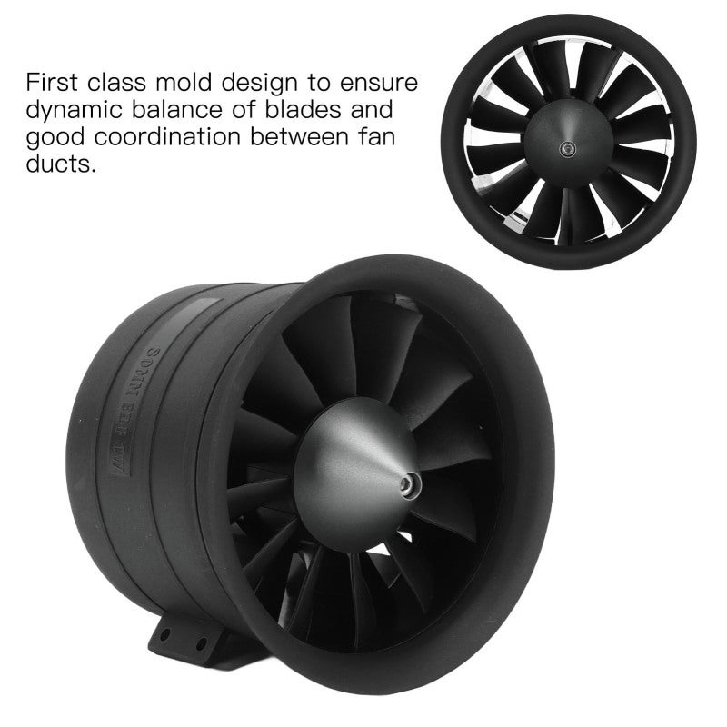 80mm Ducted Fan Kit 12 Blade Propeller High Performance RC Fan - Stable Aerodynamic Design Durable Plastic Aluminum Alloy Propeller for RC Airplane Model - Image 1