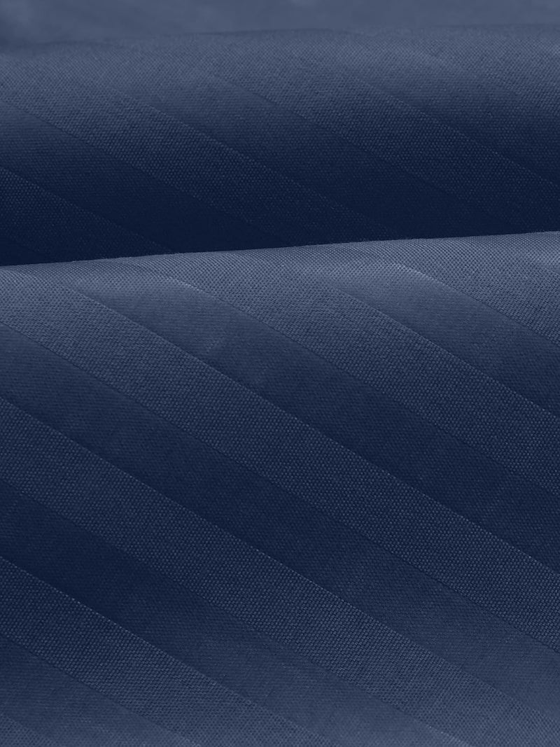JaipurFabric Jaipur Fabric 100 Satin 144 TC Stripes Single Bedsheet with 1 Pillow Cover Colour Navy Blue - Image 3