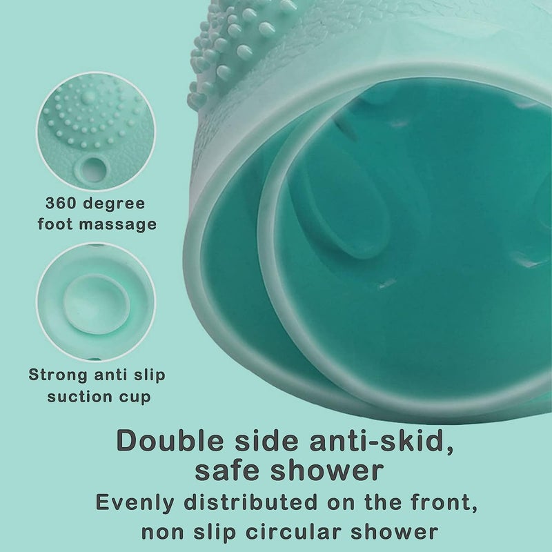 RichAxis Rectangular Anti Skid Bath Mat With Foot Scrubber For Bath Room Shower Mat With Suction Cups & Drain Holes Silicone Floor Mat For Kids & Adults (70 X 35, Green) - Image 5