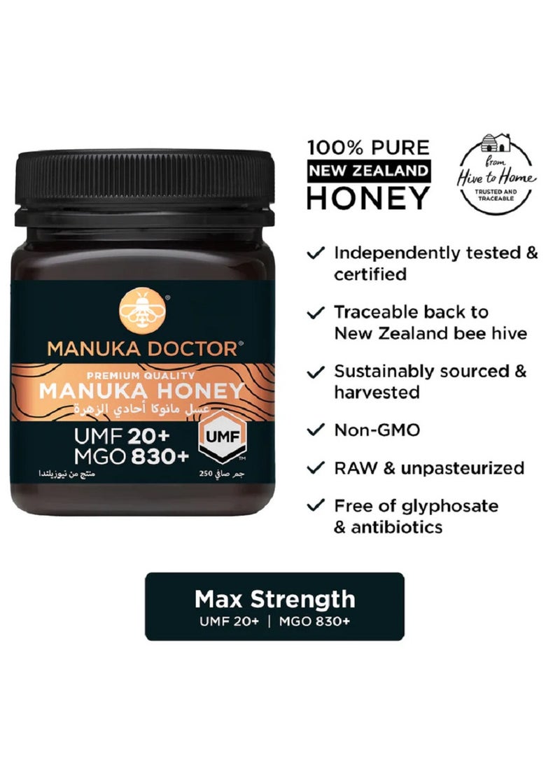 Manuka Doctor UMF 20+ Monofloral Manuka Honey 250g  - Image 2