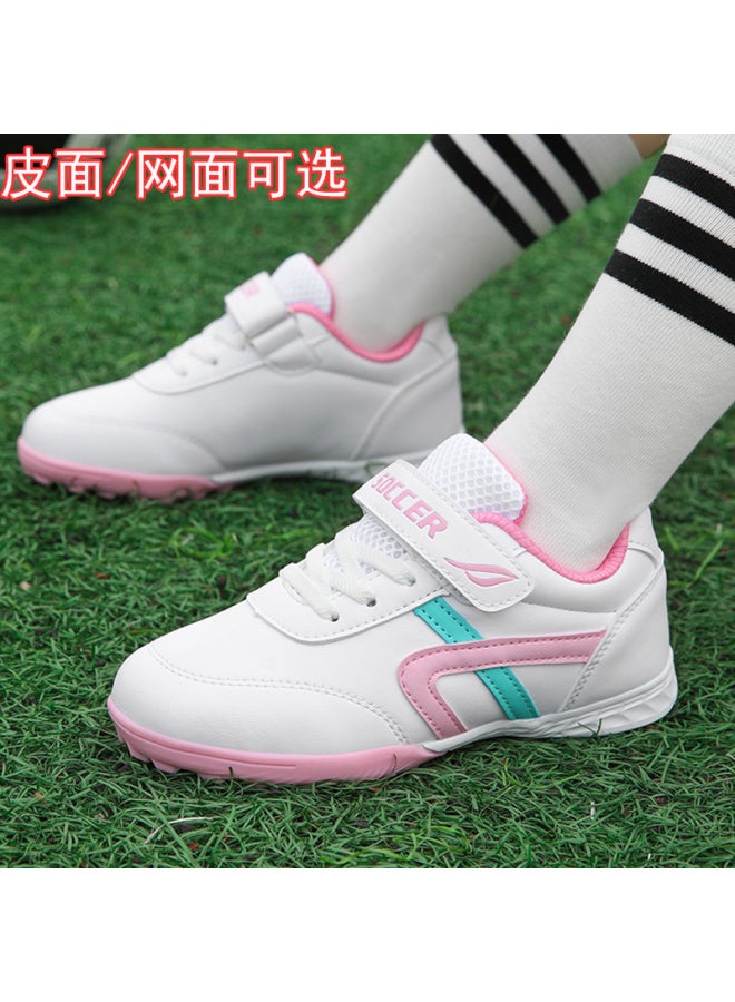 8367 White leather Surface Women's Football Shoes Pink Broken Nails Tf Kids Primary School Children Girls Training Shoes Girls