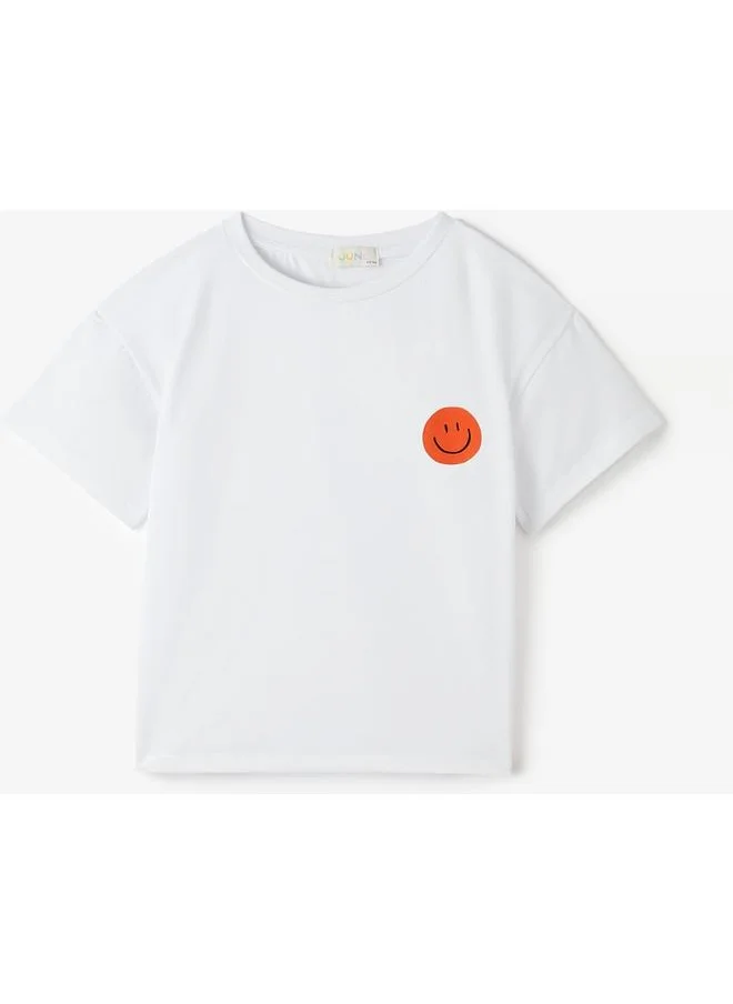 JUNE June Kids Smiley Face Printed Tshirt White