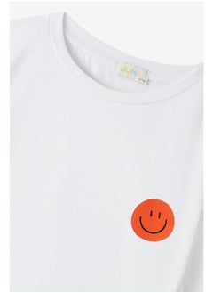 JUNE June Kids Smiley Face Printed Tshirt White  - Image 3