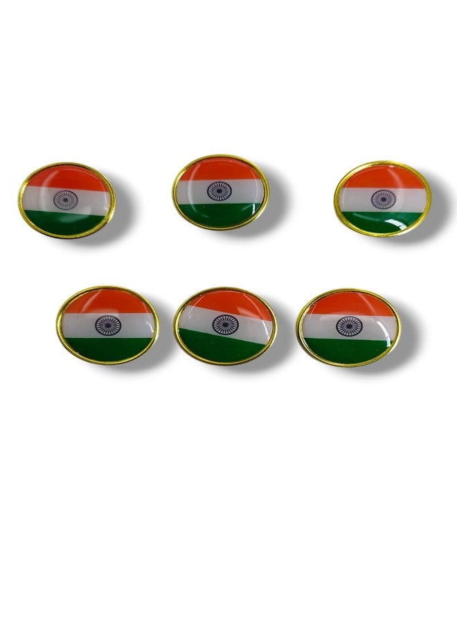 Altrona Tricolor India National Flag Brass Metal Pin Badge/Brooch/Lapel Pin Badge for Coat,Shirt,Saree,Independence Day,Republic Day Decoration(4Pcs.) - Image 1