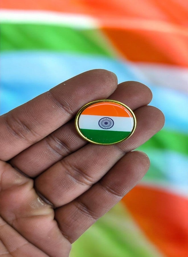 Altrona Tricolor India National Flag Brass Metal Pin Badge/Brooch/Lapel Pin Badge for Coat,Shirt,Saree,Independence Day,Republic Day Decoration(4Pcs.) - Image 4
