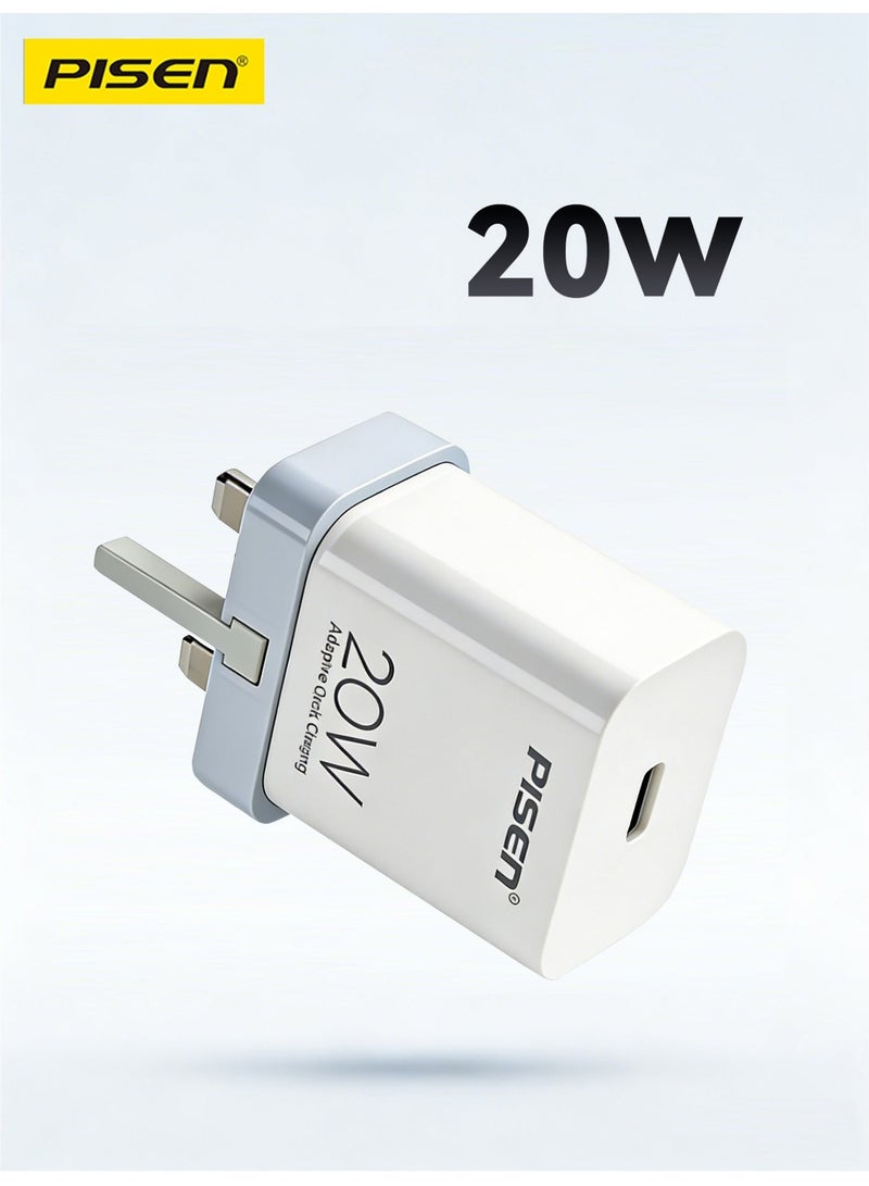 Pisen PD 20W USB-C Fast Charger Head Type-C Power Plug Universal Travel Adapter USB-C Plug for iPhone 8-15 - Image 1