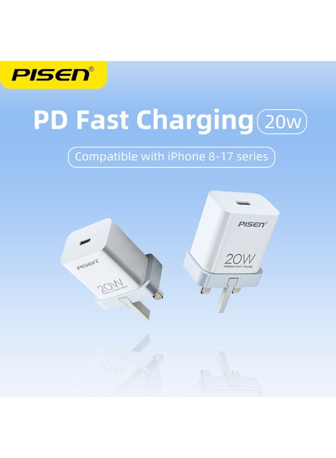 Pisen PD 20W USB-C Fast Charger Head Type-C Power Plug Universal Travel Adapter USB-C Plug for iPhone 8-15 - Image 4