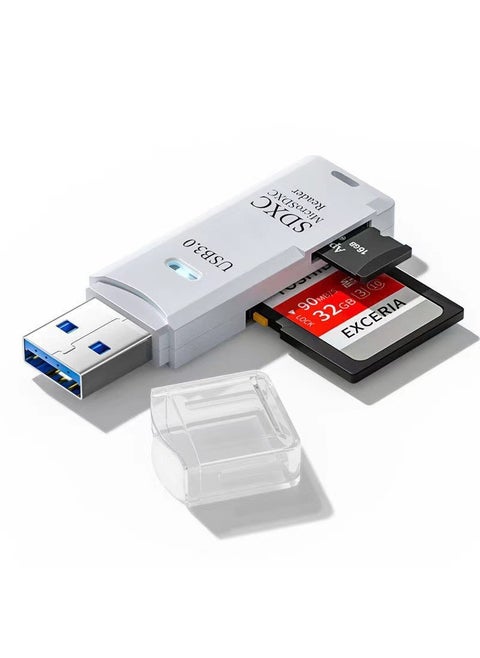 High-Speed USB 3.0 Card Reader Dual TF/SD USB2.0 White