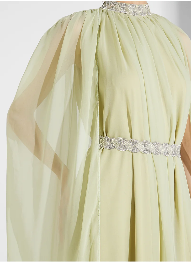 Namshi x Embellished Dress With Exaggerated Slit Sleeves