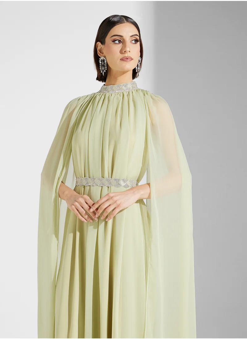 Namshi x Embellished Dress With Exaggerated Slit Sleeves