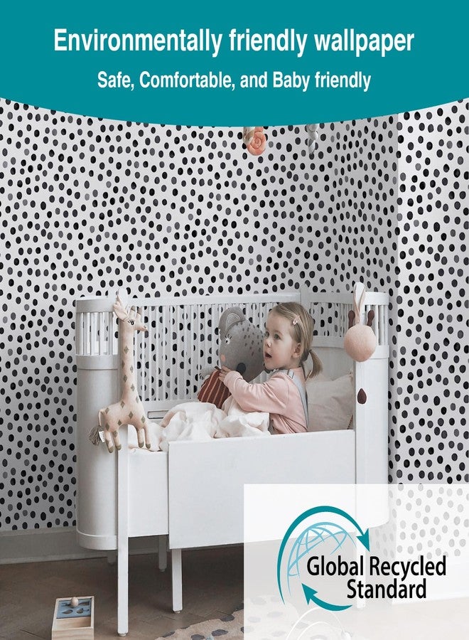 Dimoon 17.3''x78.7'' Peel and Stick Wallpaper Black and White Contact Paper Boho Polka Dot Wallpaper Modern Removable Self-Adhesive Wall Paper Renter Friendly for Bathroom Bedroom Vinyl Roll - Image 3