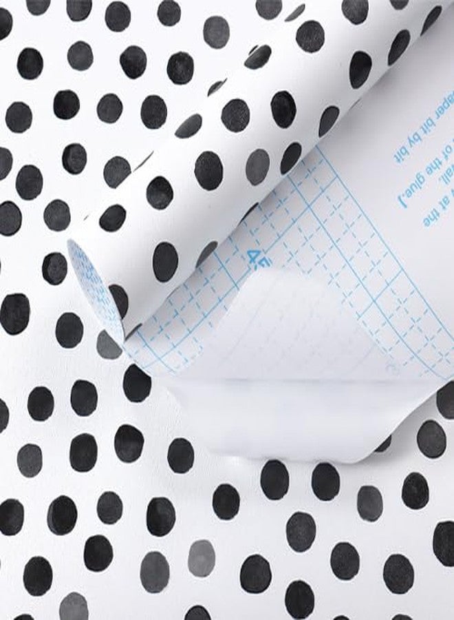Dimoon 17.3''x78.7'' Peel and Stick Wallpaper Black and White Contact Paper Boho Polka Dot Wallpaper Modern Removable Self-Adhesive Wall Paper Renter Friendly for Bathroom Bedroom Vinyl Roll - Image 1